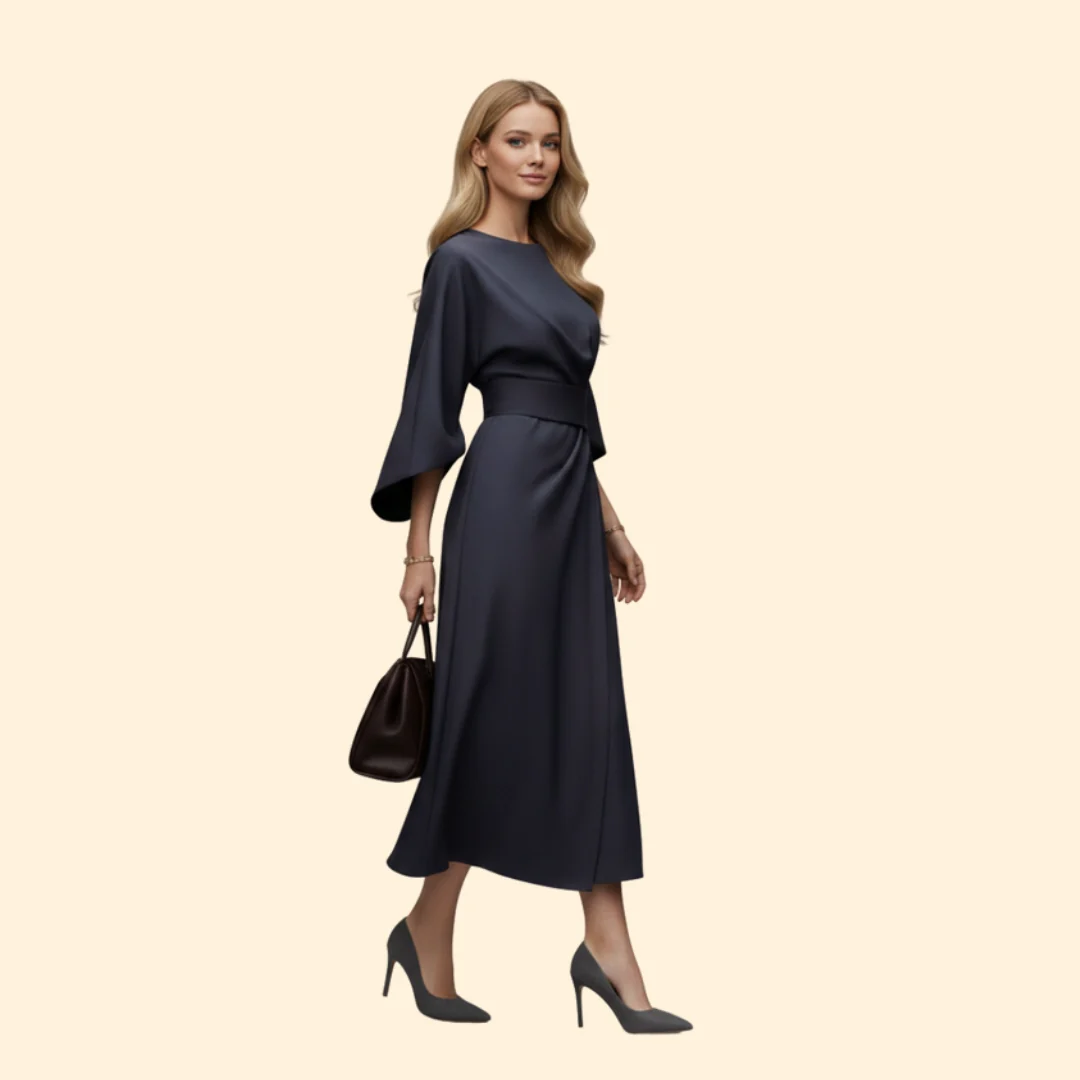 Women’s Belted Dress with Wide Sleeves - Image 3