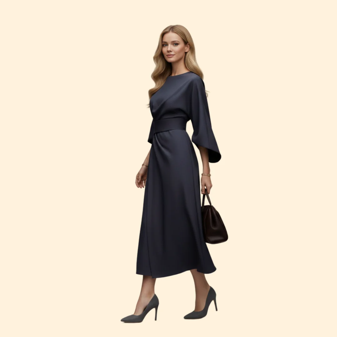 Women’s Belted Dress with Wide Sleeves - Image 4