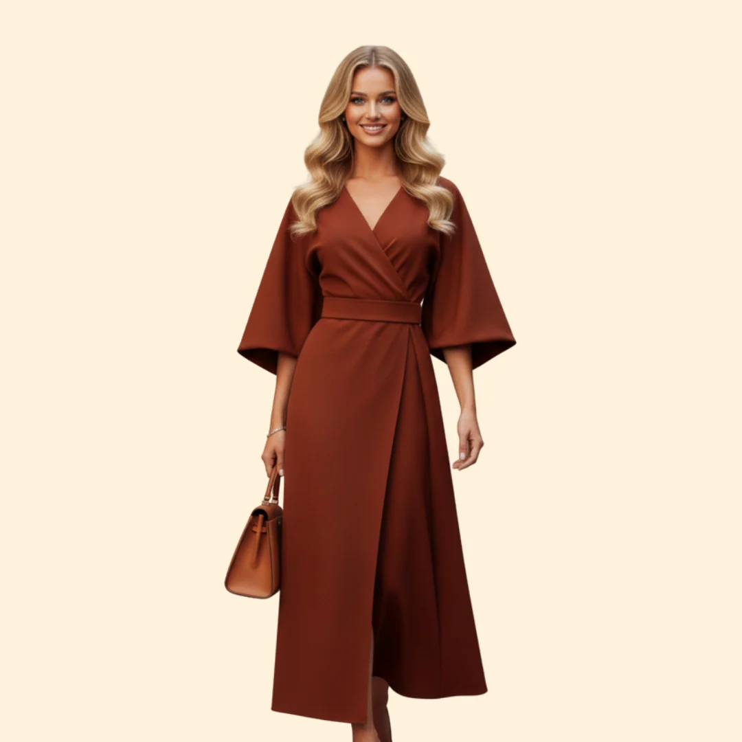 Women’s Belted Dress with Wide Sleeves - Image 8