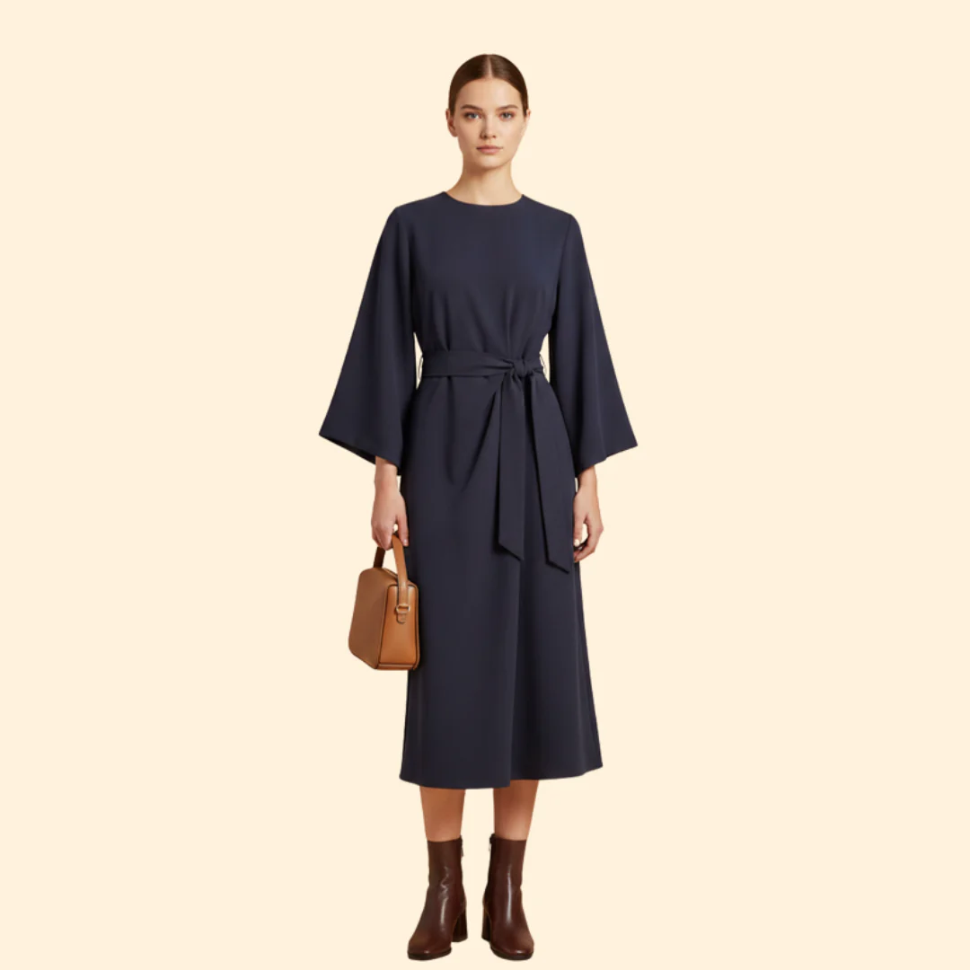 Women's Belted Elegant Dress - Image 6