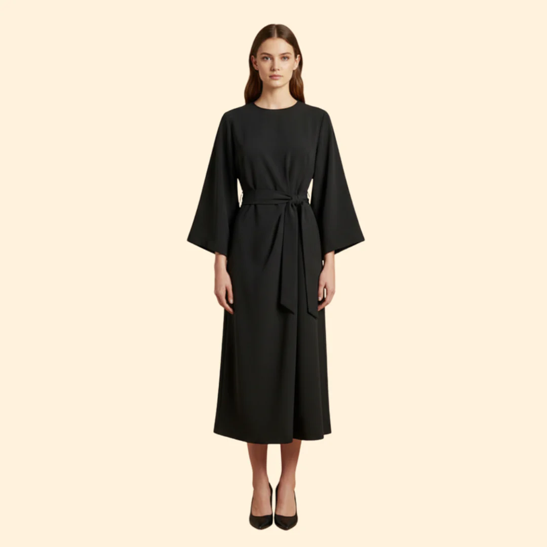 Women's Belted Elegant Dress - Image 8