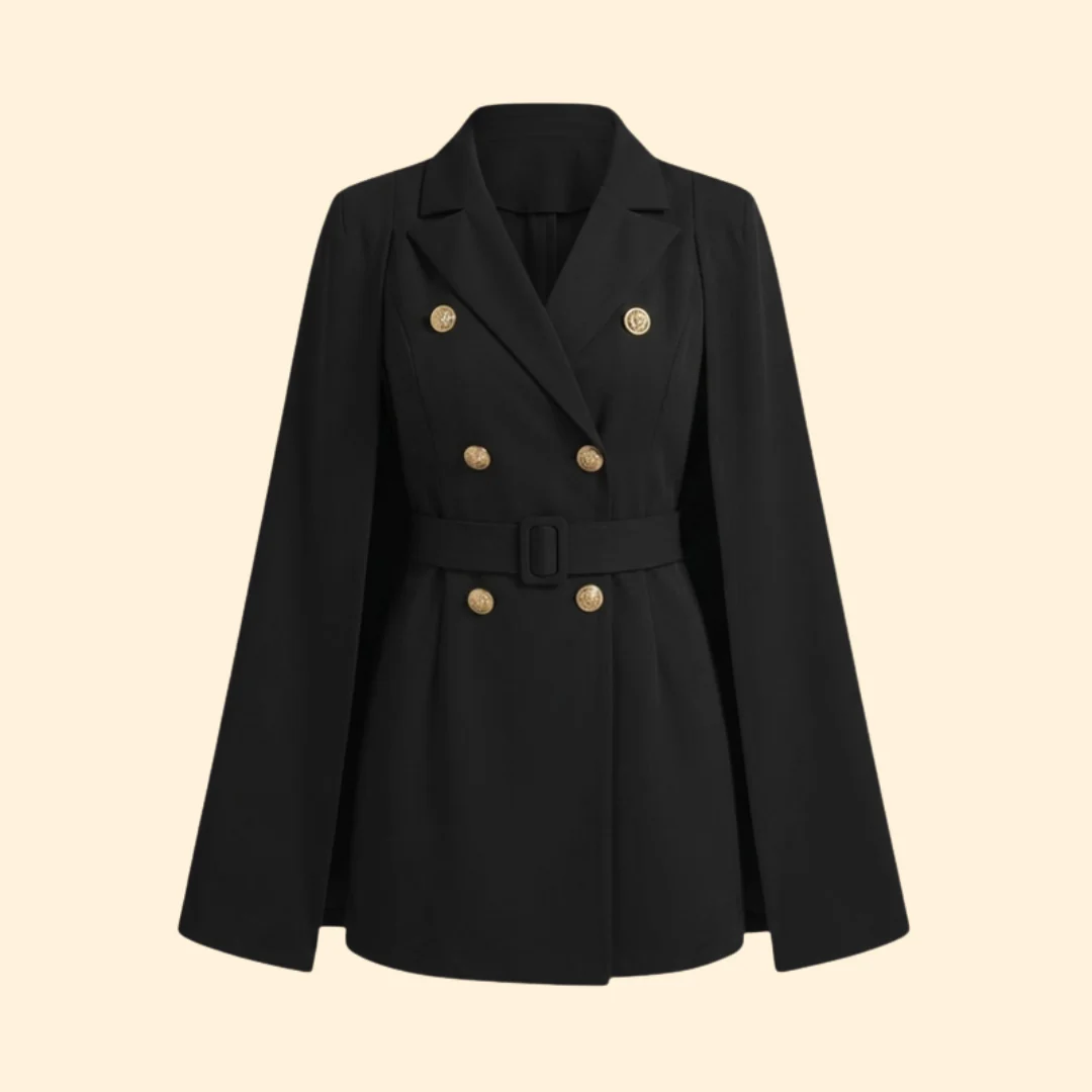 Women’s Blazer Mini Dress with Belt and Gold Buttons
