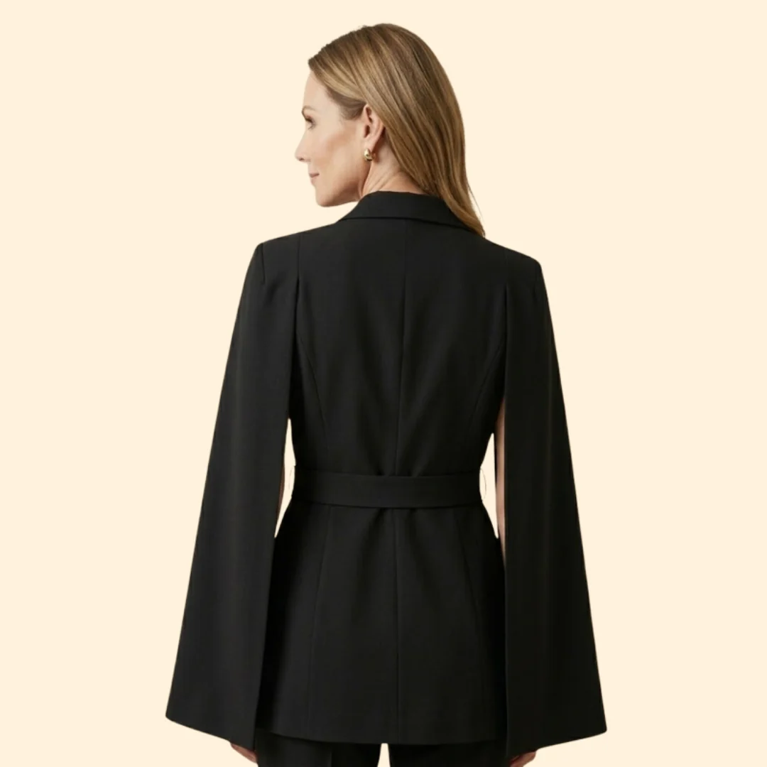 Women’s Blazer Mini Dress with Belt and Gold Buttons - Image 5