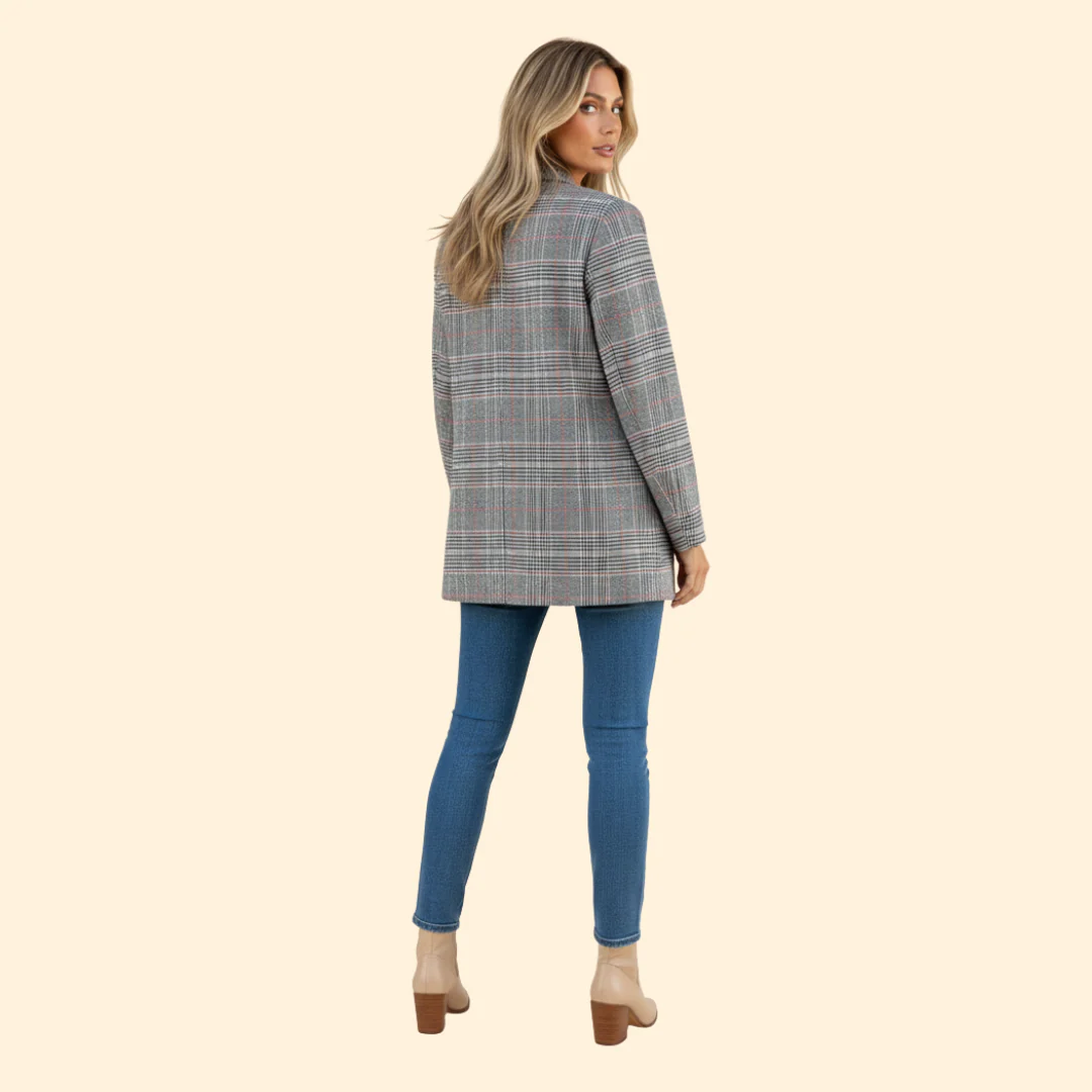 Women’s Blazer with Checkered Pattern Design - Image 4