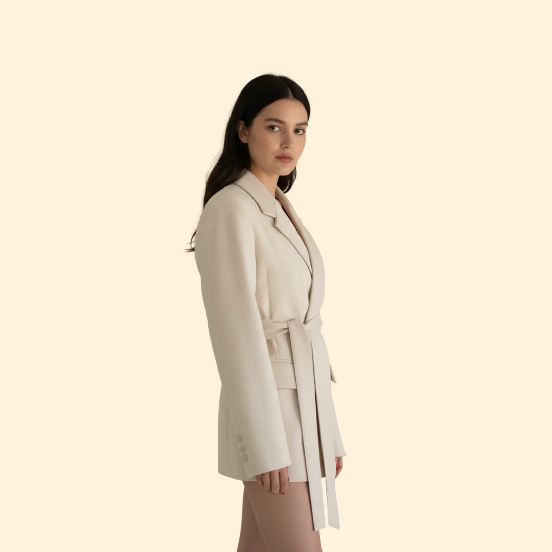 Women’s Blazer with Tie Waist Belt - Image 3