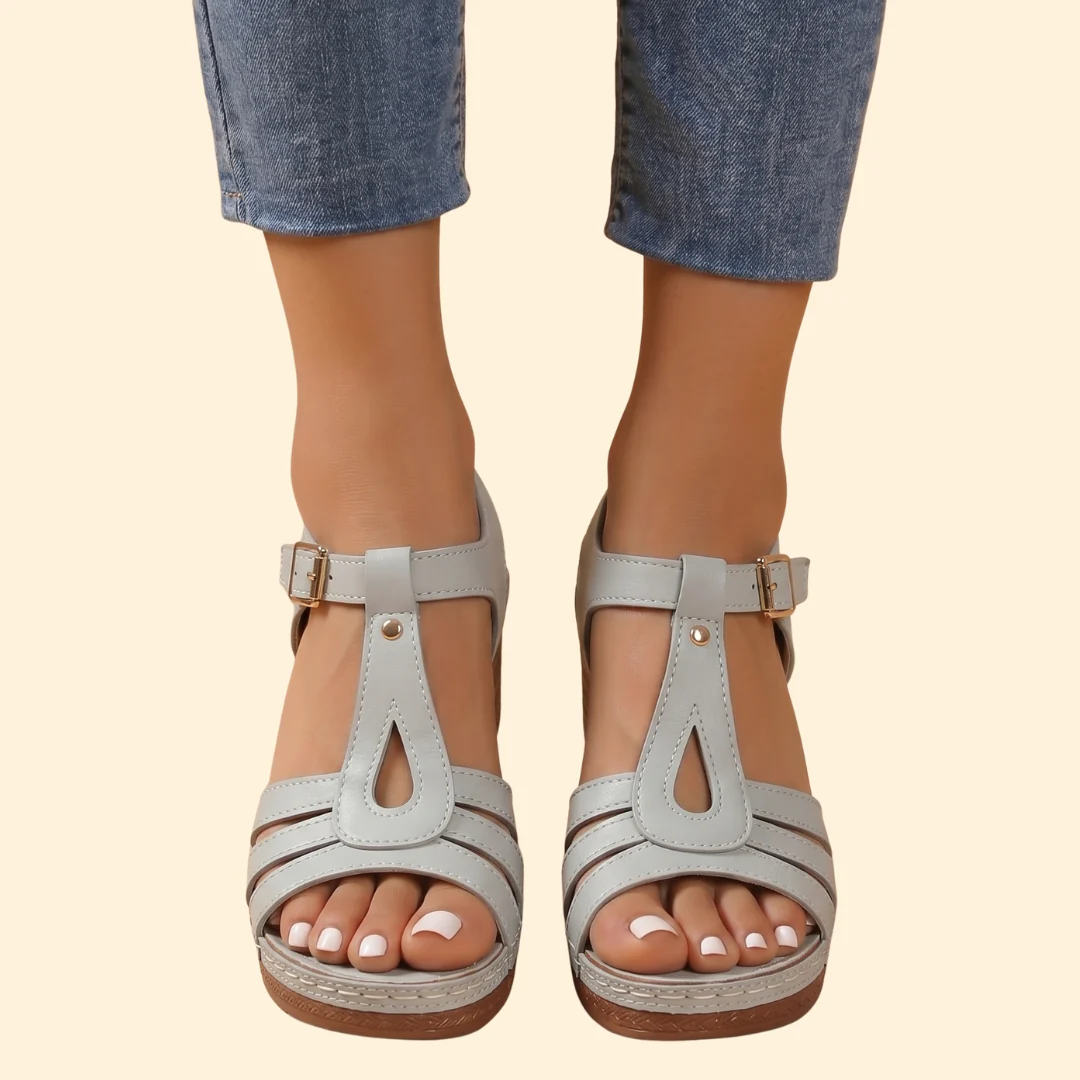 Women's Block Heel Sandals with T-Strap - Image 11