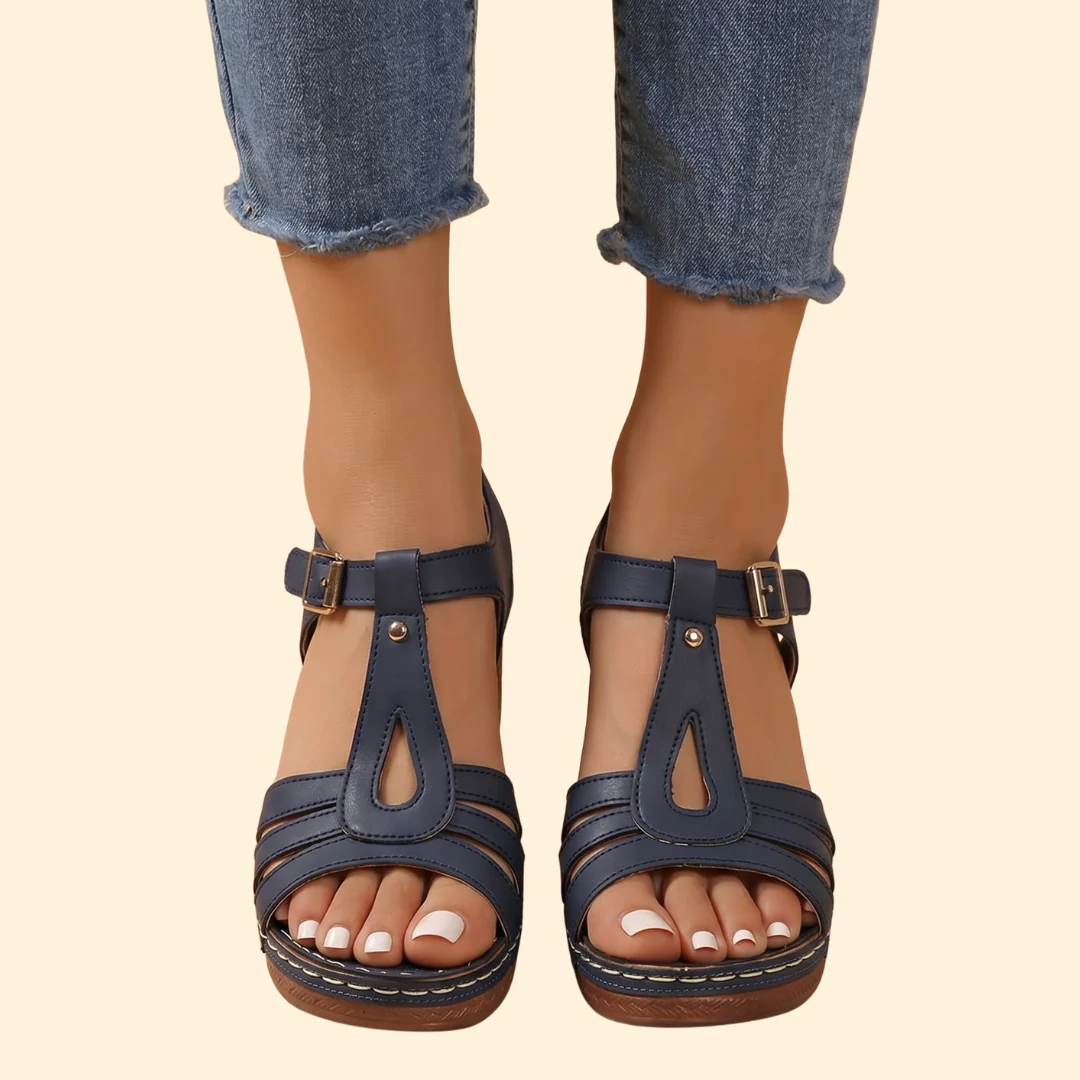 Women's Block Heel Sandals with T-Strap - Image 13