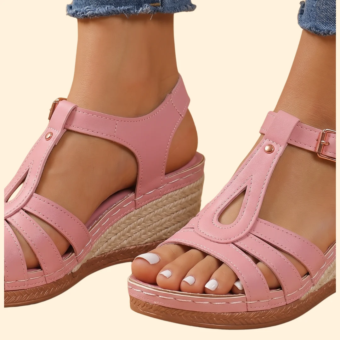 Women's Block Heel Sandals with T-Strap - Image 5