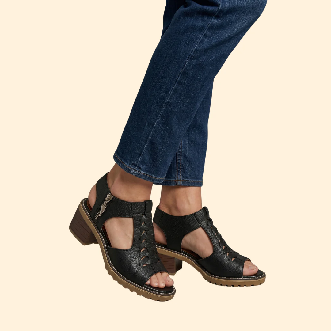 Women's Block Heel Sandals with Zipper - Image 4