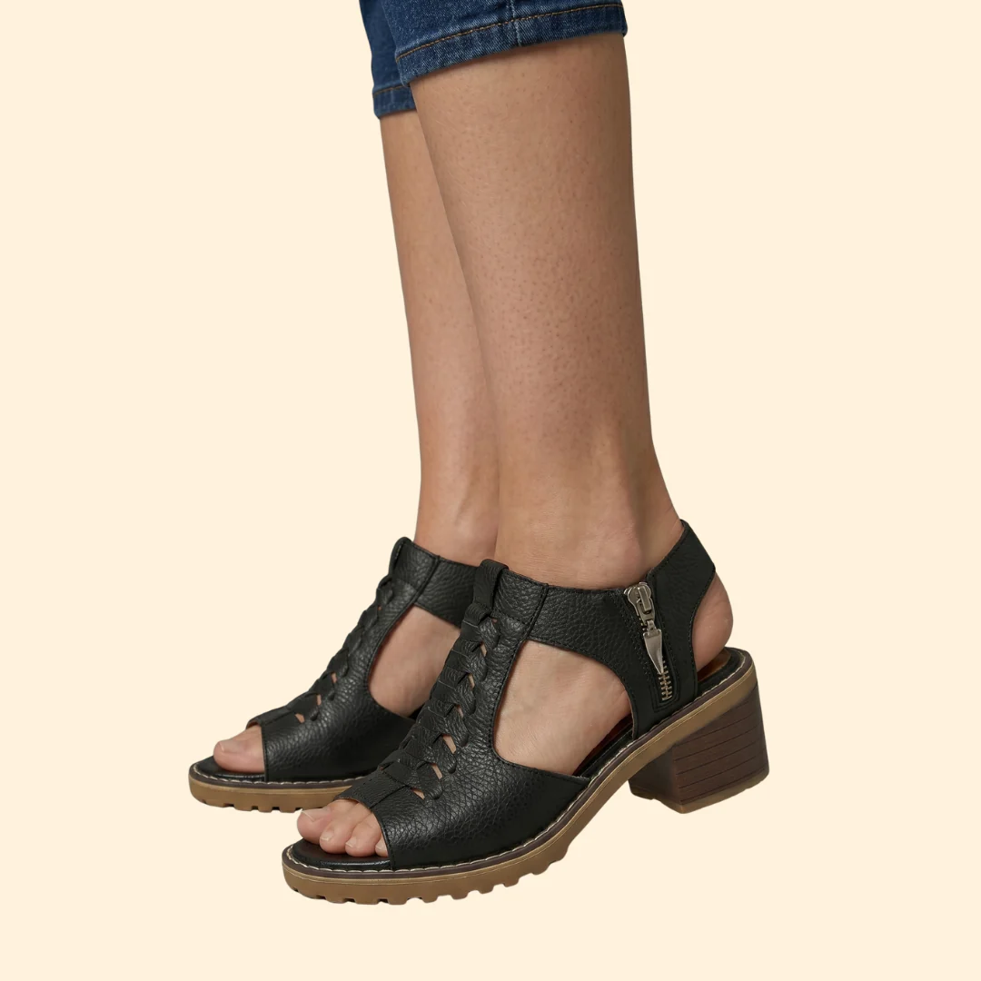 Women's Block Heel Sandals with Zipper - Image 5