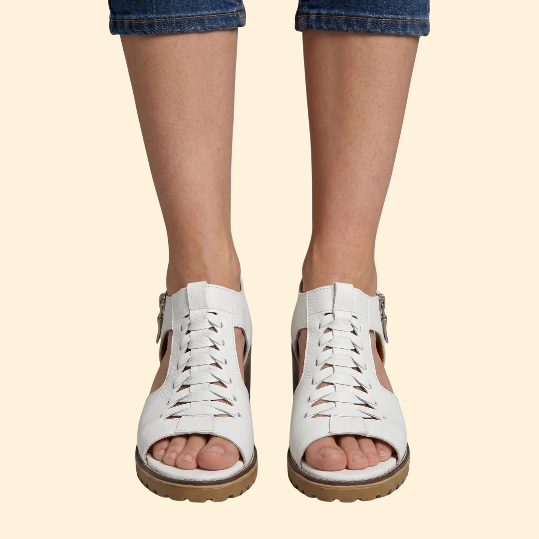 Women's Block Heel Sandals with Zipper - Image 7