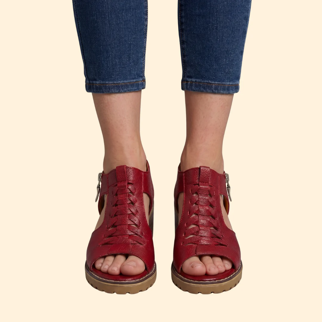 Women's Block Heel Sandals with Zipper - Image 8