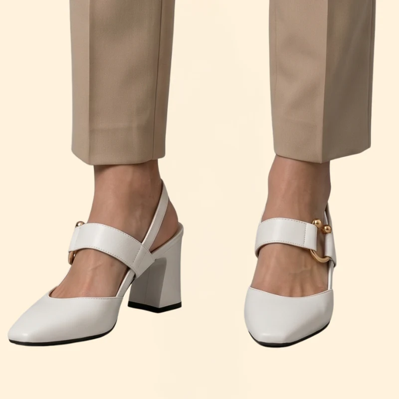 Women's Block Heel with Hardware - Image 8