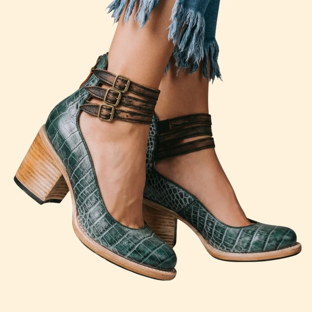 Women’s Block Heels with Triple Ankle Straps - Image 10