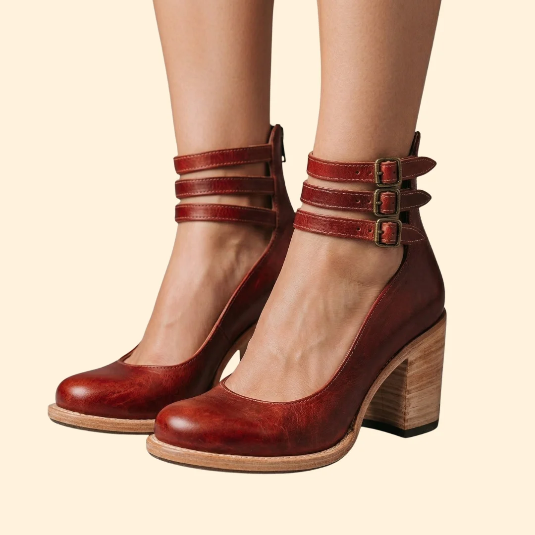 Women’s Block Heels with Triple Ankle Straps - Image 2