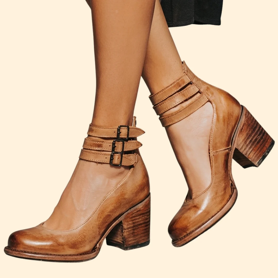 Women’s Block Heels with Triple Ankle Straps - Image 4