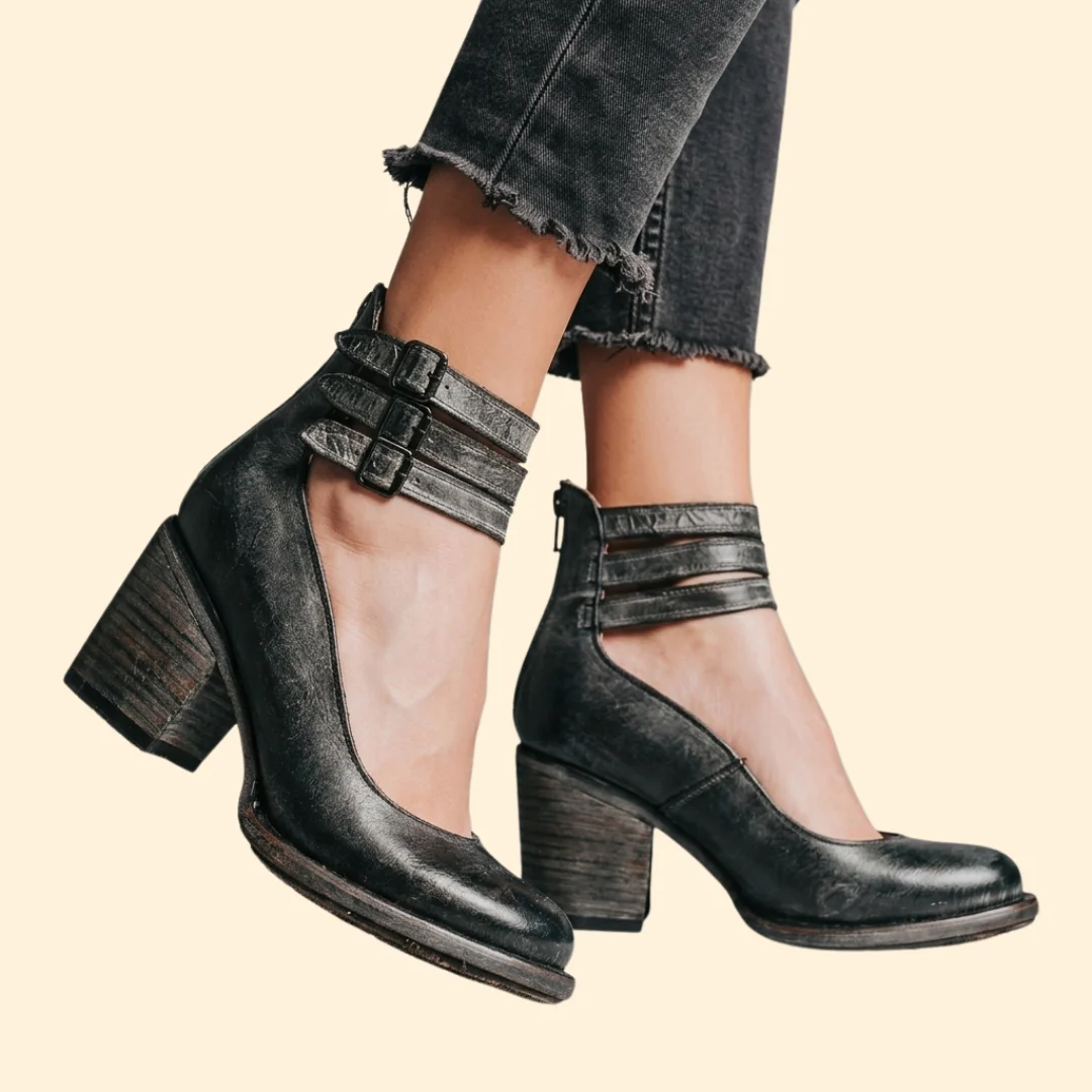 Women’s Block Heels with Triple Ankle Straps - Image 5