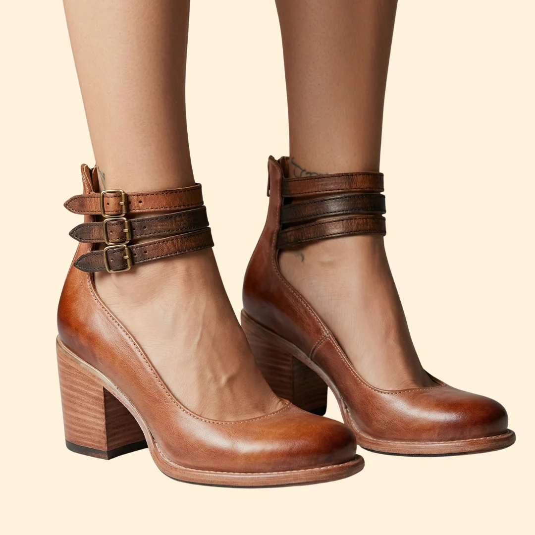 Women’s Block Heels with Triple Ankle Straps - Image 7