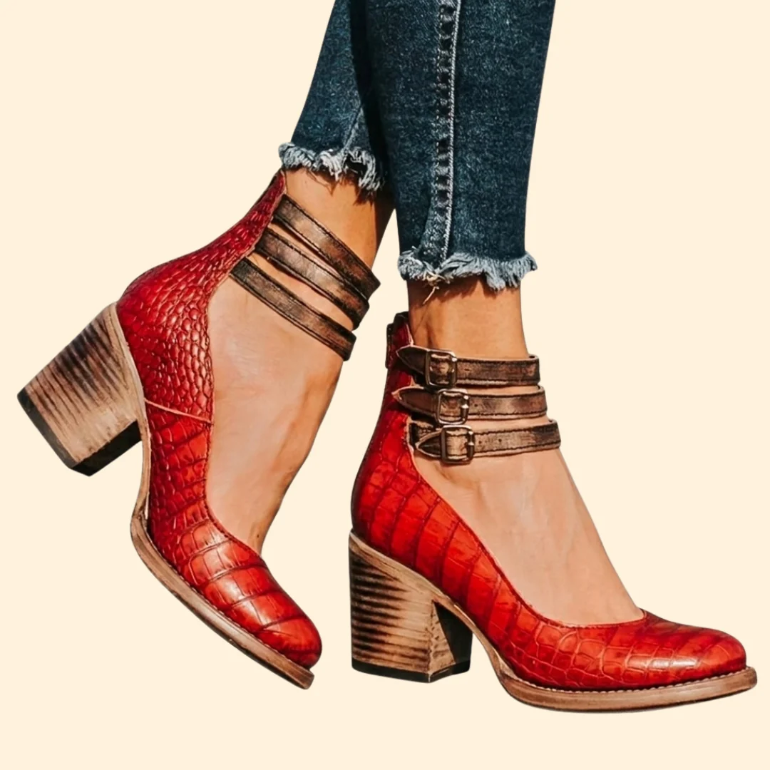 Women’s Block Heels with Triple Ankle Straps - Image 8