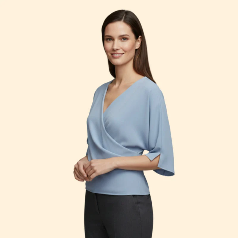 Women’s Blouse with Draped Neckline - Image 3