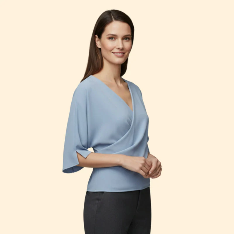 Women’s Blouse with Draped Neckline - Image 4