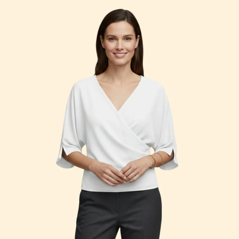 Women’s Blouse with Draped Neckline - Image 6