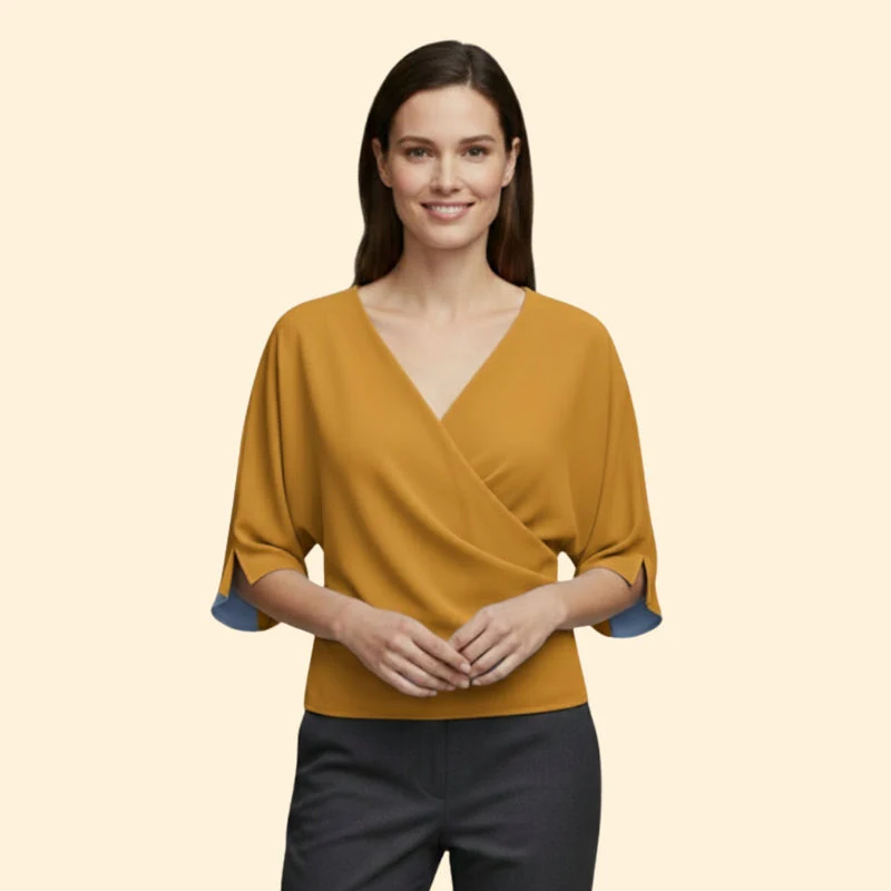 Women’s Blouse with Draped Neckline - Image 9