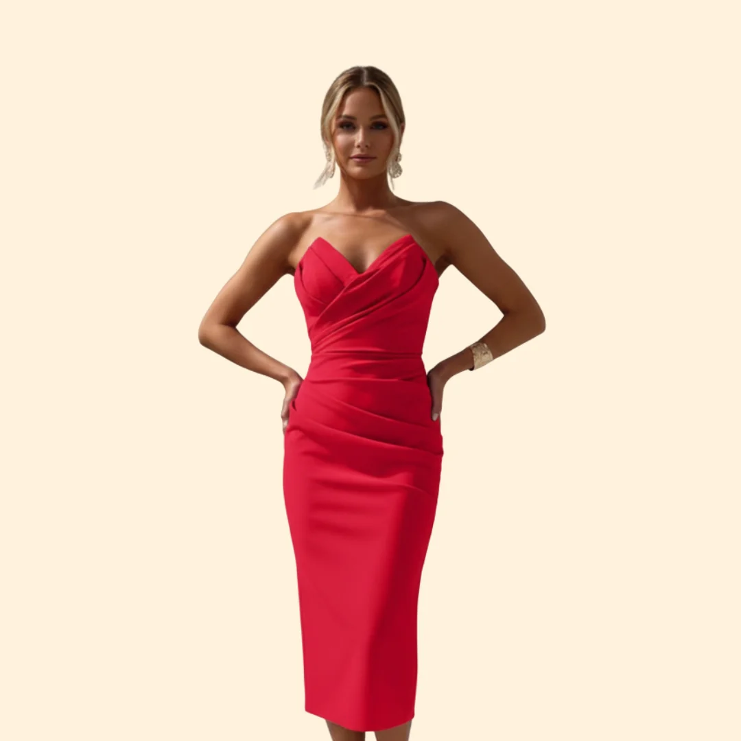 Women’s Bodycon Dress with Strapless Neckline - Image 7