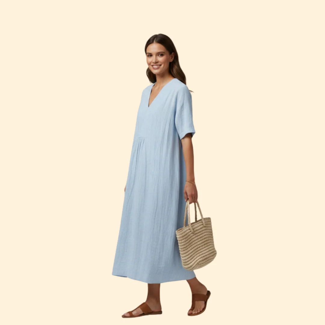 Women’s Boho Dress with V-Neck and Short Sleeves - Image 4