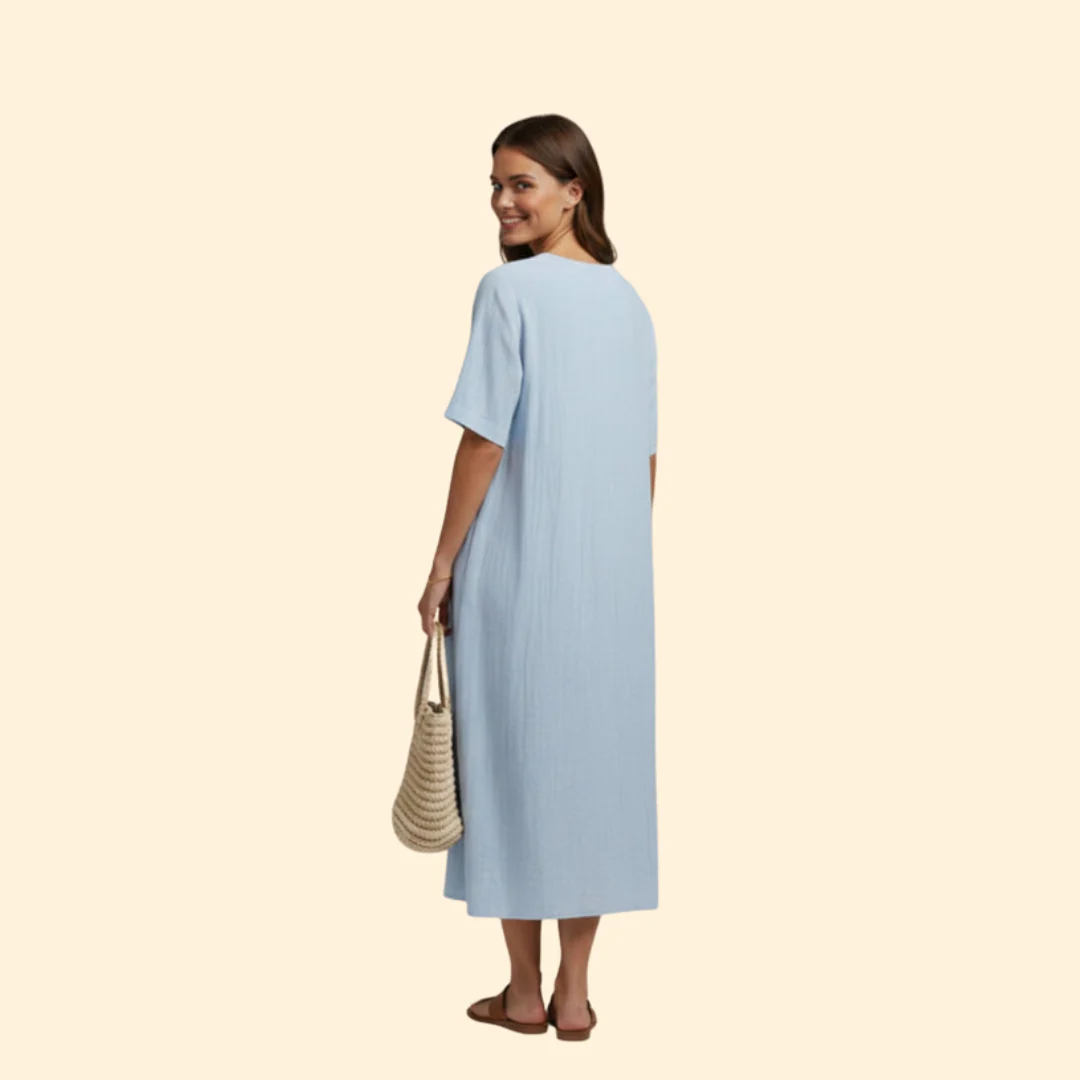 Women’s Boho Dress with V-Neck and Short Sleeves - Image 5