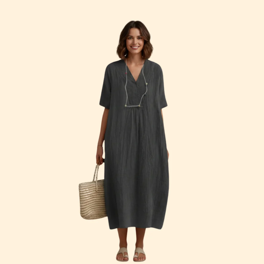 Women’s Boho Dress with V-Neck and Short Sleeves - Image 8