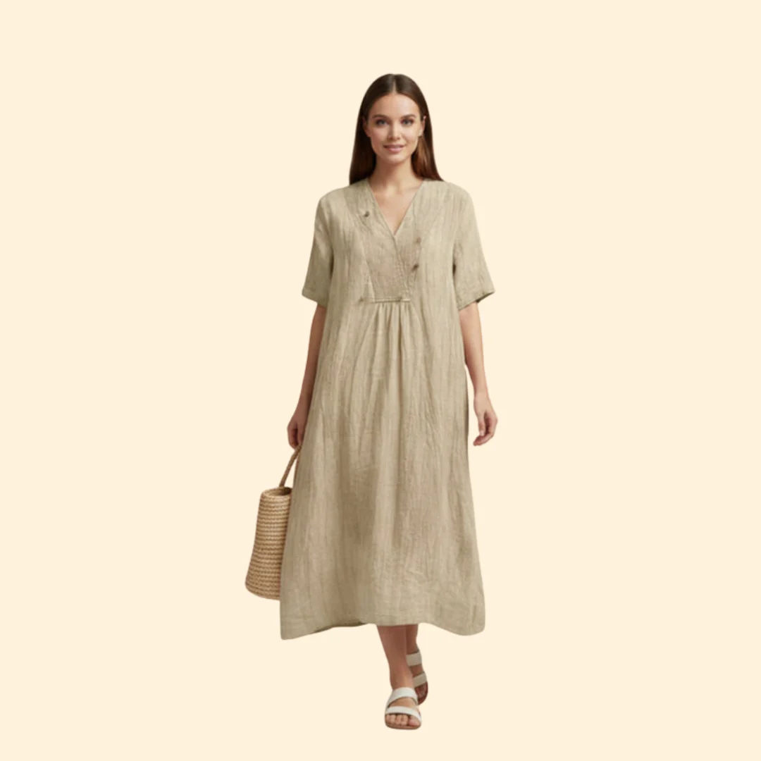 Women’s Boho Dress with V-Neck and Short Sleeves - Image 9