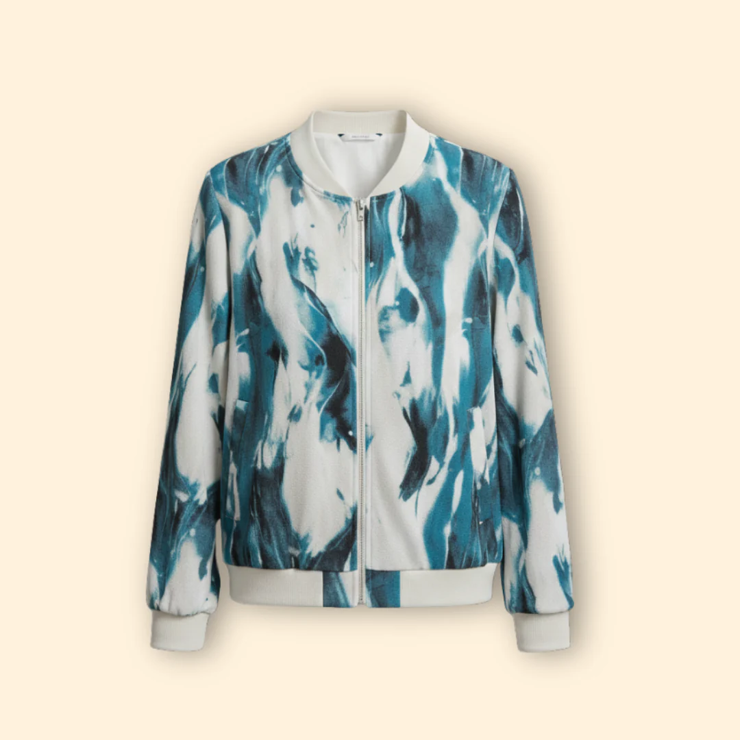 Women’s Bomber Jacket with Abstract Print Design