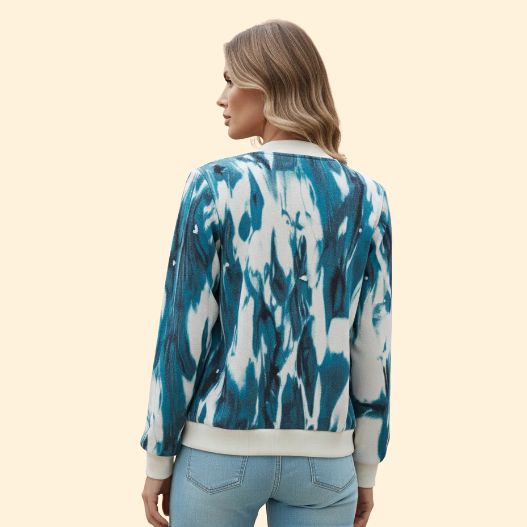 Women’s Bomber Jacket with Abstract Print Design - Image 4