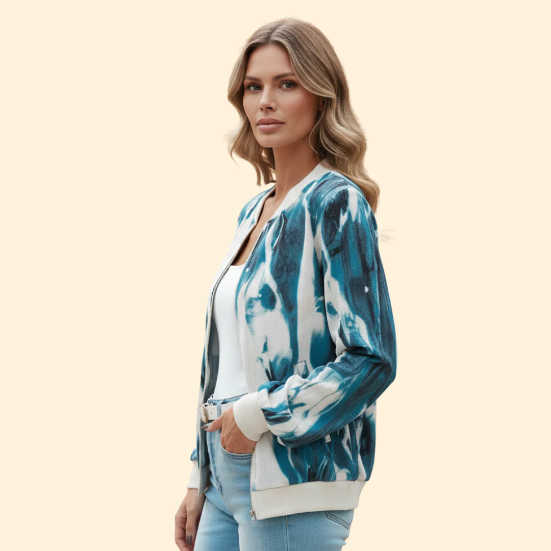 Women’s Bomber Jacket with Abstract Print Design - Image 5