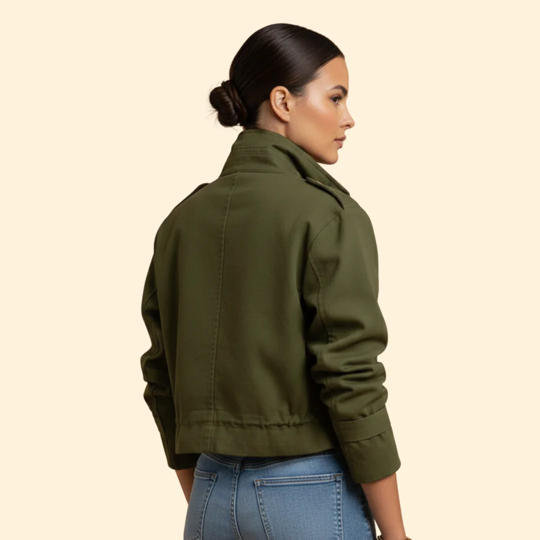 Women’s Bomber Jacket with Adjustable Waist Drawstring - Image 5