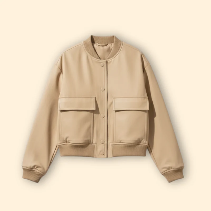 Women’s Bomber Jacket with Button Closure Design