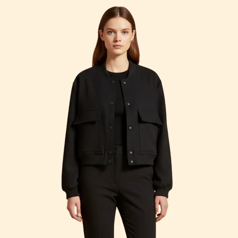 Women’s Bomber Jacket with Chest Flap Pockets - Image 10