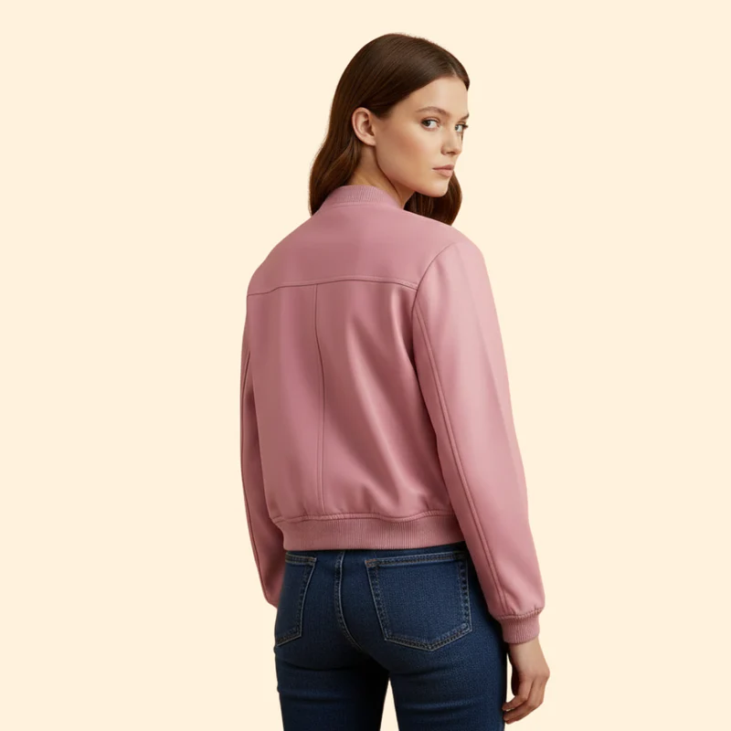 Women’s Bomber Jacket with Chest Flap Pockets - Image 4