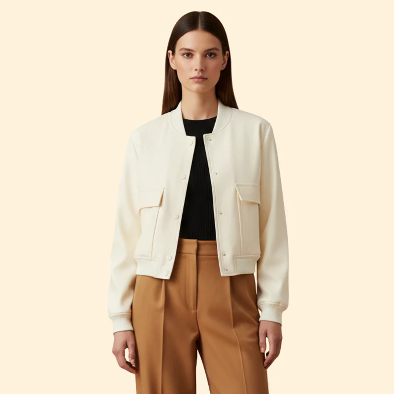 Women’s Bomber Jacket with Chest Flap Pockets - Image 6
