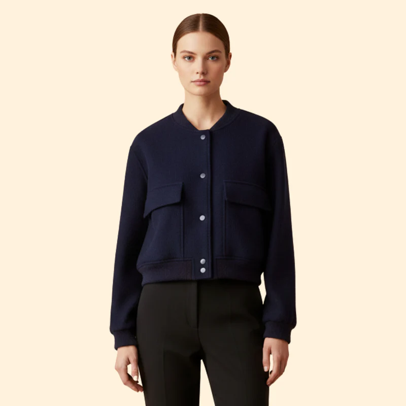 Women’s Bomber Jacket with Chest Flap Pockets - Image 7