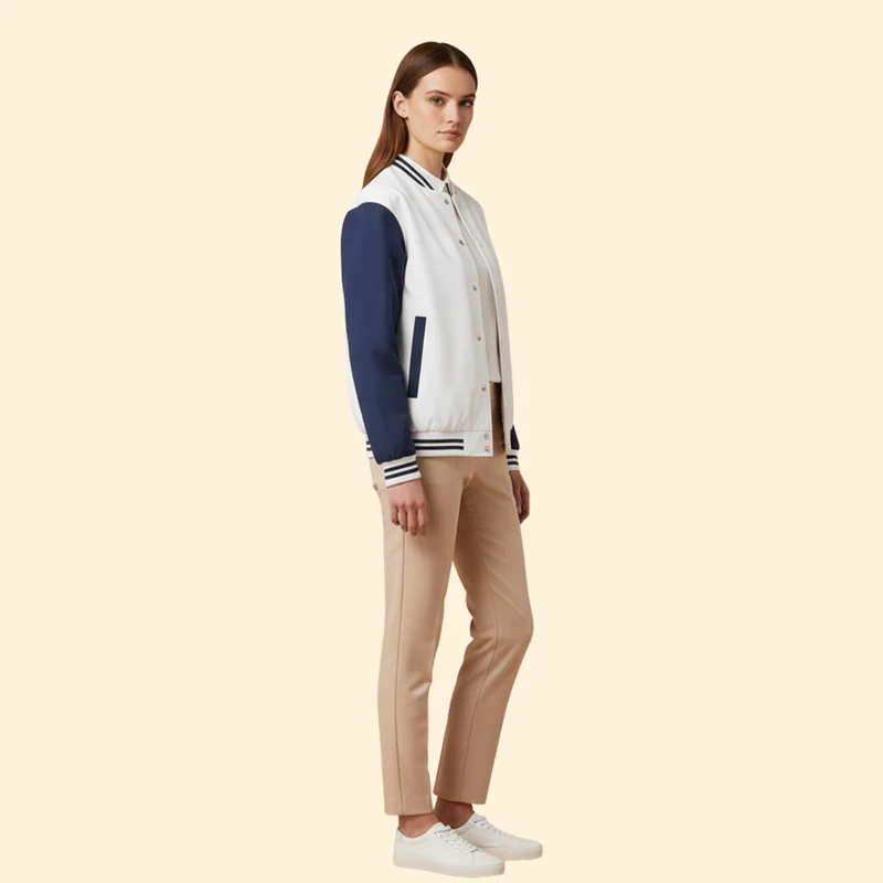 Women's Bomber Jacket with Contrast Sleeves - Image 3