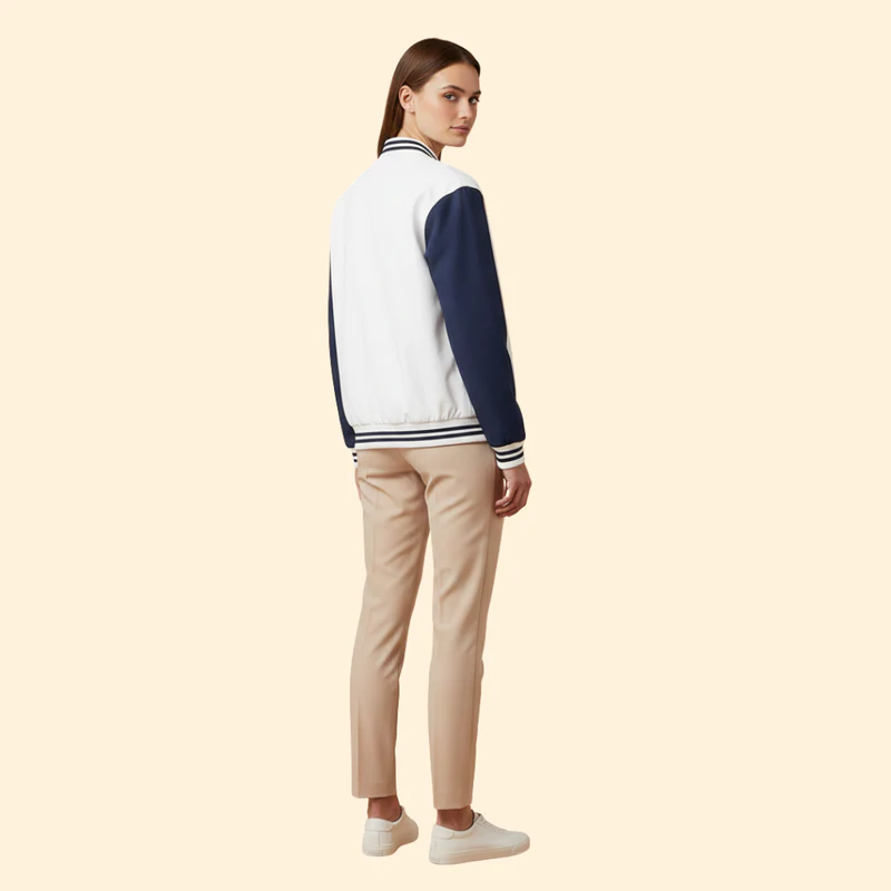 Women's Bomber Jacket with Contrast Sleeves - Image 4