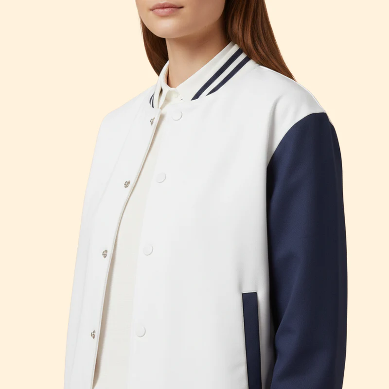 Women's Bomber Jacket with Contrast Sleeves - Image 5
