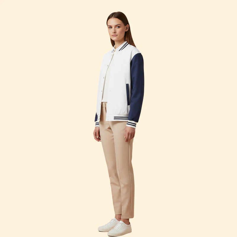 Women's Bomber Jacket with Contrast Sleeves - Image 6
