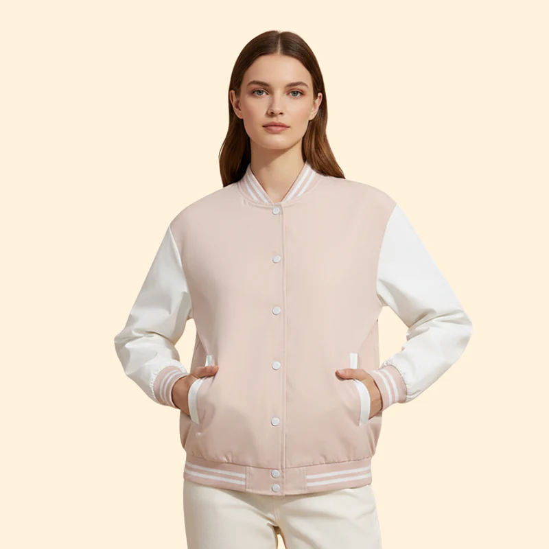 Women's Bomber Jacket with Contrast Sleeves - Image 7