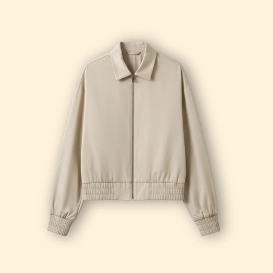 Women’s Bomber Jacket with Elastic Cuffed Sleeves