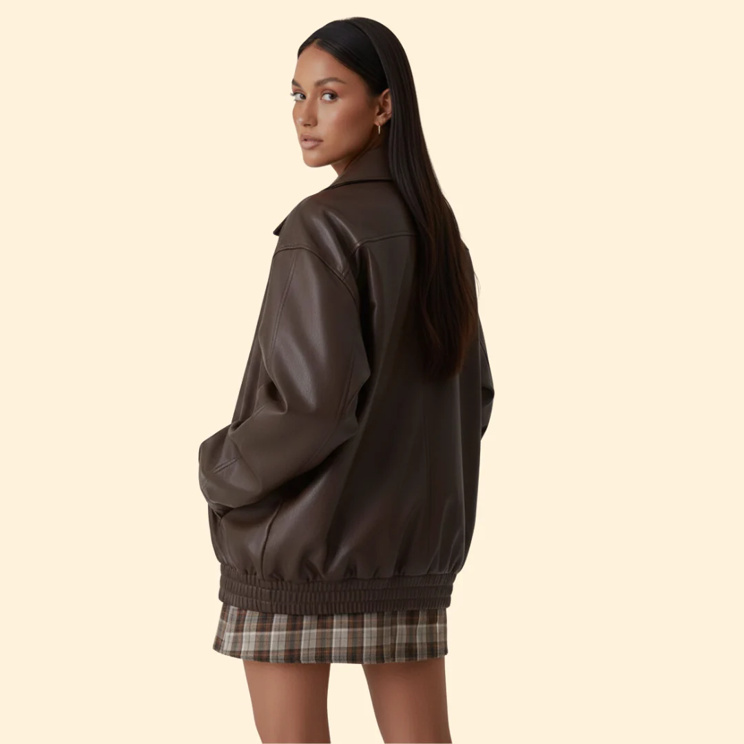 Women’s Bomber Jacket with Elastic Hem - Image 3