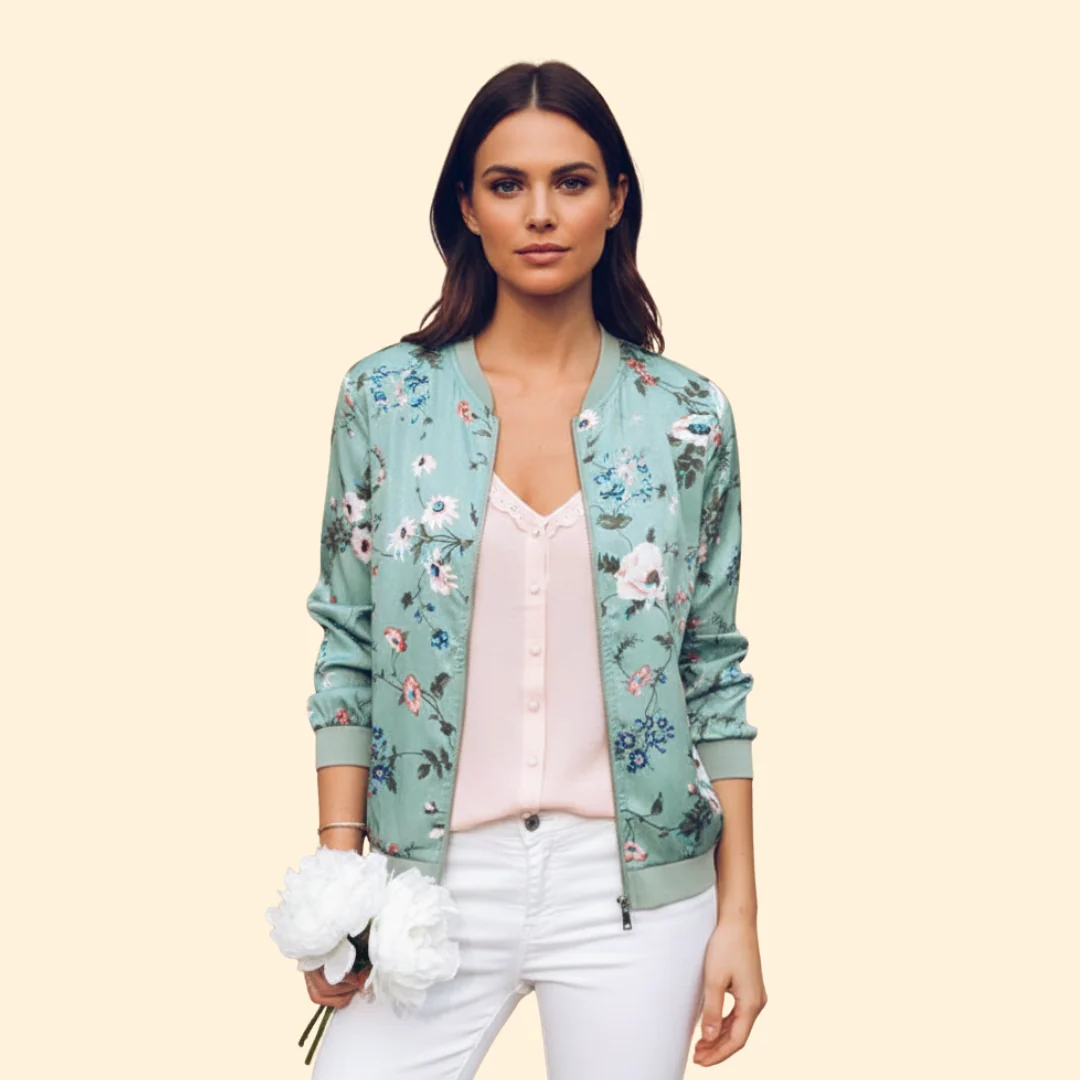 Women’s Bomber Jacket with Floral Print Design - Image 8