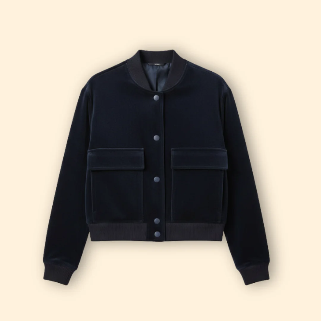 Women’s Bomber Jacket with Front Flap Pockets